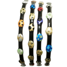 Bracelet Multi-pois 4 rangs (noir, pois multi bleu, or, jaune, vert), no 45, de l'artiste Molusk, Longueur 6.75 pouces, Bijou d'inspiration aquatique souple et léger fait de PVC coloré qui épouse la forme du corps à la manière d’un tatouage