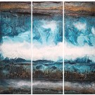 Capter l'instant (triptyque), de l'artiste Isabel Picard, Techniques mixtes sur bois, 3 pièces, Création unique, dimension : 48 x 48 po de largeur