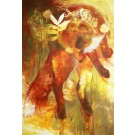 Plonger dans l'instant,, de l'artiste Carine Génadry, Tableau, Techniques mixtes sur panneau de bois, Dimension : 36 x 24 pouces de largeur