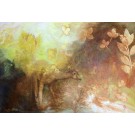 Sanctuarium,, de l'artiste Carine Génadry, Tableau, Techniques mixtes sur panneau de bois, Dimension : 24 x 36 pouces de largeur