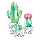 Carte de souhaits 4x5 po, 3 cactus, de l'artiste Katrinn Pelletier, dimension : 4.25 x 5.5 pouces largeur, sans texte, avec enveloppe  Vous pouvez inscrire votre message à l'intérieur.  Carte vendue à l'unité
