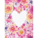 Carte de souhaits 5x4 po, -- 1 coeur floral dahlias --, de l'artiste Katrinn Pelletier, dimension : 5.5 x 4.25 pouces largeur, sans texte, avec enveloppe Vous pouvez inscrire votre message à l'intérieur. Carte vendue à l'unité