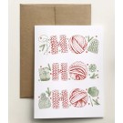 Carte de souhaits 4x5 po, -- Ho ho ho --, de l'artiste Katrinn Pelletier, dimension : 4.25 x 5.5 pouces largeur, sans texte, avec enveloppe  Vous pouvez inscrire votre message à l'intérieur.  Carte vendue à l'unité