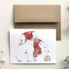 Carte de souhaits 4x5 po, -- Ours cadeaux --, de l'artiste Katrinn Pelletier, dimension : 4.25 x 5.5 pouces largeur, sans texte, avec enveloppe  Vous pouvez inscrire votre message à l'intérieur.  Carte vendue à l'unité