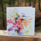 Carte de souhaits 5x5, -- Vibrance, Colibri --, de l'artiste Anne-Marie Villeneuve, dimension : 5.25 x 5.25 pouces largeur, sans texte, avec enveloppe  Vous pouvez inscrire votre message à l'intérieur.  Carte vendue à l'unité