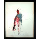 Chamane risqué (o.encadrée), de l'artiste Benoit Genest Rouillier, Oeuvre sur papier, Acrylique, encre de Chine, pastel sec et graphite, Création unique, dimension : 13.75 po x 10.5 po de largeur