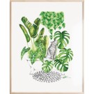 Affiche, -- Chat jungle --, de l'artiste Katrinn Pelletier, Illustration, aquarelle, crayons de couleur, ..., dimension : 16 x 12 de largeur