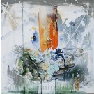 Chicoutai, de l'artiste Sandy Cunningham, Tableau, Techniques mixtes sur toile, Création unique, dimension : 24 x 24 po de largeur
