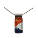 Collier rectangle, no 75, de l'artiste Azurine, Peint à la main, Chaîne 18 po acier inoxydable, Matière première : verre, cuisson au four