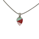 Collier Goutte, no 59, de l'artiste Azurine, Peint à la main, Chaîne 18 po acier inoxydable, Matière première : verre, cuisson au four