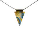 Collier unique, no 82, de l'artiste Azurine, Peint à la main, Chaîne 18 po acier inoxydable, Matière première : verre, cuisson au four