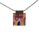 Collier unique, no 84, de l'artiste Azurine, Peint à la main, Chaîne 18 po acier inoxydable, Matière première : verre, cuisson au four