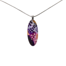 Collier unique, no 85, de l'artiste Azurine, Peint à la main, Chaîne 18 po acier inoxydable, Matière première : verre, cuisson au four