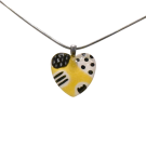 Collier unique, no 86, de l'artiste Azurine, Peint à la main, Chaîne 18 po acier inoxydable, Matière première : verre, cuisson au four