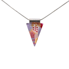 Collier unique, no 88, de l'artiste Azurine, Peint à la main, Chaîne 18 po acier inoxydable, Matière première : verre, cuisson au four