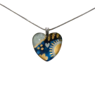 Collier unique, no 89, de l'artiste Azurine, Peint à la main, Chaîne 18 po acier inoxydable, Matière première : verre, cuisson au four