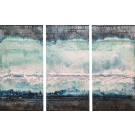 Rêves amarrés (Triptyque), no 745, de l'artiste Isabel Picard, Techniques mixtes sur bois, Création unique, dimension totale de l'oeuvre : 32 x 48 po de largeur