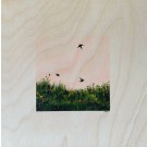 Construire le nid, no 4, de l'artiste Roxane Lessard (Oscane), Tableau, Acrylique sur bois, Création unique, dimension : 10 x 10 po de largeur