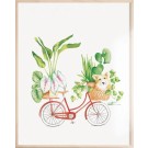 Affiche, -- Corgie Vélo --, de l'artiste Katrinn Pelletier, Illustration, aquarelle, crayons de couleur, ..., dimension : 16 x 12 de largeur