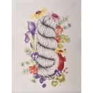 Affiche, -- Écheveau fleuri --, de l'artiste Katrinn Pelletier, Illustration, aquarelle, crayons de couleur, ..., dimension : 16 x 12 de largeur