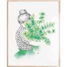 Affiche, -- Femme eucalyptus --, de l'artiste Katrinn Pelletier, Illustration, aquarelle, crayons de couleur, ..., dimension : 16 x 12 de largeur