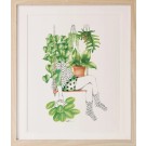 Affiche, -- Femme aux plantes --, de l'artiste Katrinn Pelletier, Illustration, aquarelle, crayons de couleur, ..., dimension : 10 x 8 po de largeur
