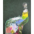 Fleurir de tout mon être, no 2, de l'artiste Stéphanie Viens, Technique : Acrylique, collage et broderie sur toile, Création unique, Format de l'oeuvre : 12 x 10 pouces de largeur