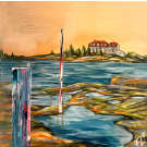 Côte Nord, de l'artiste Florence Lemay, Tableau, Acrylique sur toile, Création unique, dimension : 20 x 20 po de largeur