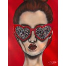 Ginger in color, de l'artiste Émilie Gosselin, Mixtes sur canevas toile, Tableau accompagné de cristaux swarovsiki, Dimension : 28 x 22 po de largeur