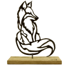 Gros renard, o-10, de l'artiste Danny Perkins, Sculpture, métal et bois, Dimension : 15 x 12 x 5  po