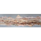 Habiter Nature (Voir Loin), de l'artiste Patricia Doucet, Tableau, Collage et acrylique sur toile, Création unique, dimension : 20 x 60 po de largeur