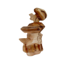 Hasarder le ciel bleu du bois, de l'artiste Claudia Côté, Sculpture, bois érable, cerisier, chêne, plywood, noyer, pyrogravure, Création unique, dimension : 16.5 h x 10.5 x 7.5 po