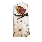 Horloge, format moyen, HBLV-1620, de l'artiste Alexandre Tardif, faite en bois, tilleul, format rectangulaire, fond pâle, dimension : 15.5 x 7.5 x 1 pouces de largeur, décoration fonctionnelle, 2 batteries 2A