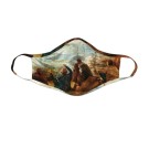 Masque facial lavable, modèle 'La rencontre', Ni Vu Ni Cornu, Auteure Annie Lévesque, artiste, Art portable, 3 tailles M à XL, Fait au Canada