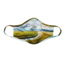 Masque facial lavable, modèle 'Lumière du Bas St-Laurent', Ni Vu Ni Cornu, Auteure Annie Lévesque, artiste, Art portable, 3 tailles M à XL, Fait au Canada