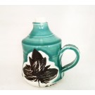 Bouteille à sirop, # 25, aqua, de l'artiste Créations Ratté, medium : céramique, objet utilitaire cuit à très haute température, résistant au four, au micro-onde et au lave-vaisselle 