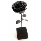 Rose no 4, de l'artiste Denis Lebel, Sculpture, Cuivre, base en bois, Création unique, dimension : 14 x 4 x 4 po