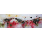 Interreliés (triptyque), de l'artiste Sophie Ouellet, Tableau, Mixtes sur toile, 3 pièces, Création unique, dimension totale : 12 x 36 pouces de largeur