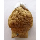 Tuque béret, no 41, de l'artiste Irèna Geerts, Création québécoise faite à la main. Modèle garni d'un pompon de fourrure recyclée et de laine alpaga à 100 %.