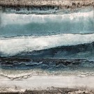 Accalmie V, no 0720 , de l'artiste Isabel Picard, Techniques mixtes sur bois, Création unique, dimension : 16 x 16 po de largeur