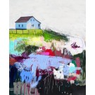 J'ai planté tout ce dont j'avais besoin, de l'artiste Stéphanie Viens, Technique : Acrylique et collage sur toile, Création unique, Format de l'oeuvre : 30 x 24 pouces de largeur