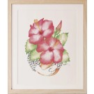 Affiche, -- J'aime mon hibiscus --, de l'artiste Katrinn Pelletier, Illustration, aquarelle, crayons de couleur, ..., dimension : 10 x 8 po de largeur