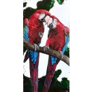 Un amour écarlate, de l'artiste Joannie Langlois, Tableau, Acrylique, feuille d'or 23.5 K, sur toile galerie, Création unique, dimension : 48 x 24 po de largeur