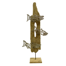 Journée de natation, o-29, de l'artiste Danny Perkins, Sculpture, métal et bois de mer, Dimension : 34 x 14 x 5  po