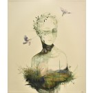 La gardienne, de l'artiste Roxane Lessard (Oscane), Tableau, Acrylique sur toile de coton brute, Création unique, dimension : 48 x 40 po de largeur