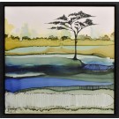 La quête de la sérénité (t.encadré), de l'artiste Nancy Létourneau, Tableau, Médium encre à l'alcool, Marouflé sur bois, dimension 12 x 12 pouces de largeur, vue en galerie