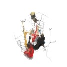 La cage, de l'artiste Benoit Genest Rouillier, Oeuvre papier, Techniques mixtes, Création unique, dimension : 15 x 10 po de largeur