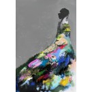 Le déploiement de ma floraison, de l'artiste Stéphanie Viens, Technique : Acrylique et collage sur toile, Création unique, Format de l'oeuvre : 36 x 24 pouces de largeur