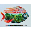 Le rêveur de l'île, de l'artiste Brigitte Galipeau - BGALI, Tableau, Techniques mixtes sur toile, Dimension : 18 x 24 pouces