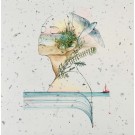 Le vent du large, no 3, de l'artiste Roxane Lessard (Oscane), Tableau, Acrylique sur papier, marouflé sur toile, Création unique, dimension : 20 x 20 po de largeur